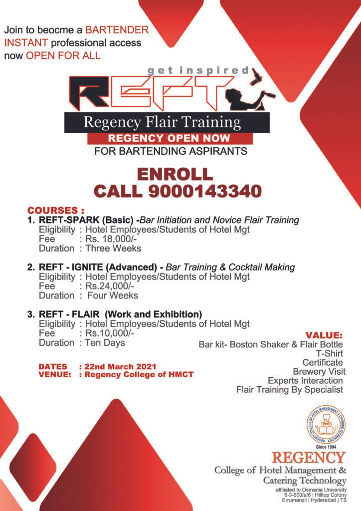 egency college of hotel mgt bar training poster