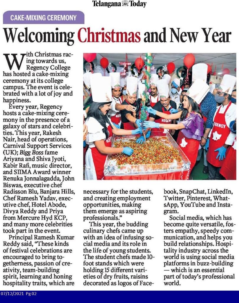 Pressnote about cake mixing at regency college