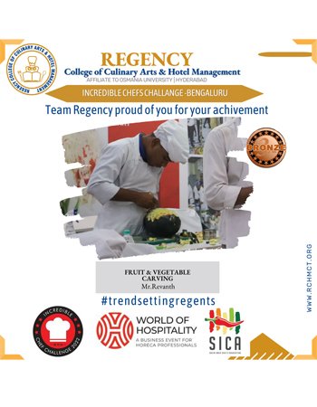 revanth from regency won bronze medal in carving
